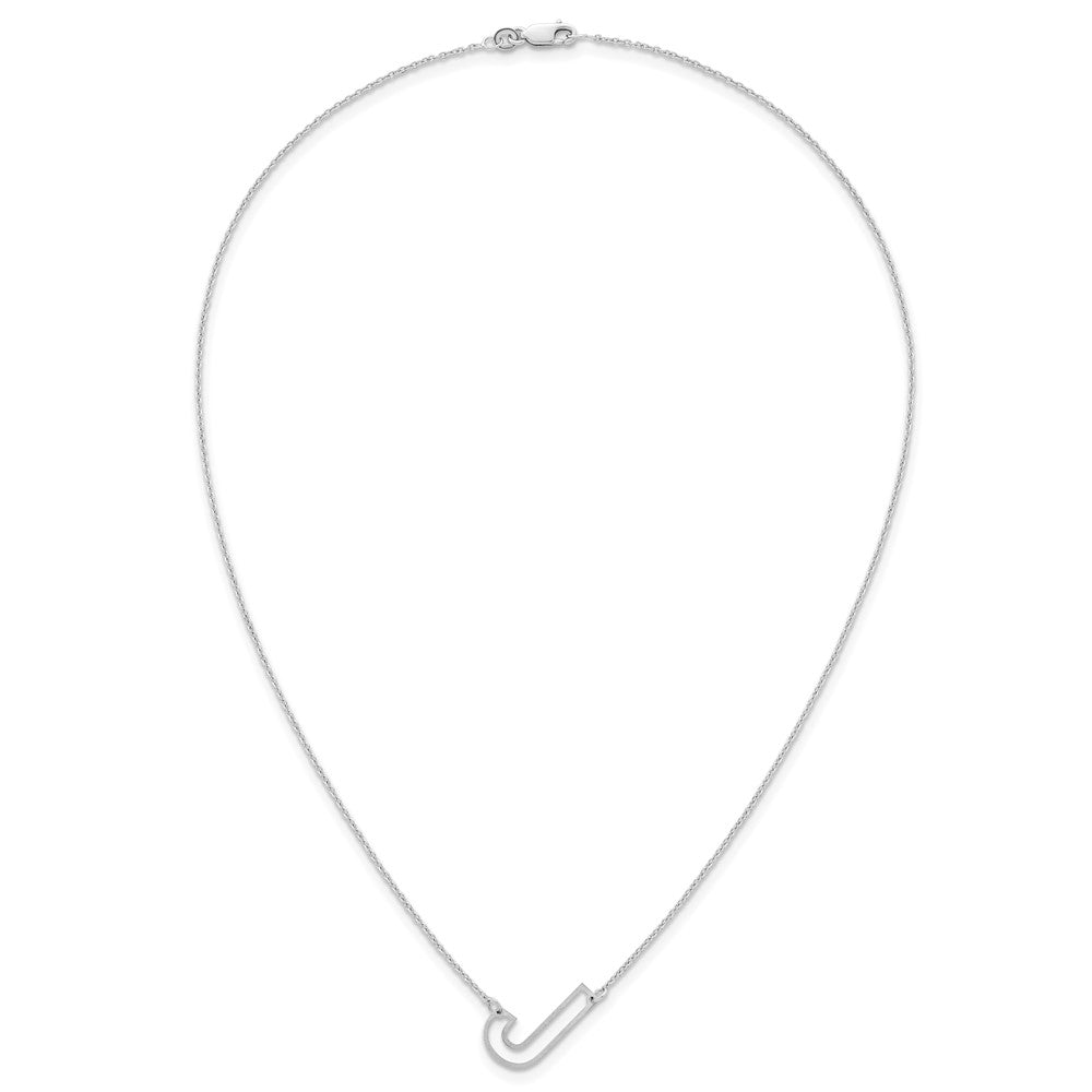 Sterling Silver Sideways Cut Out Initial J Necklace