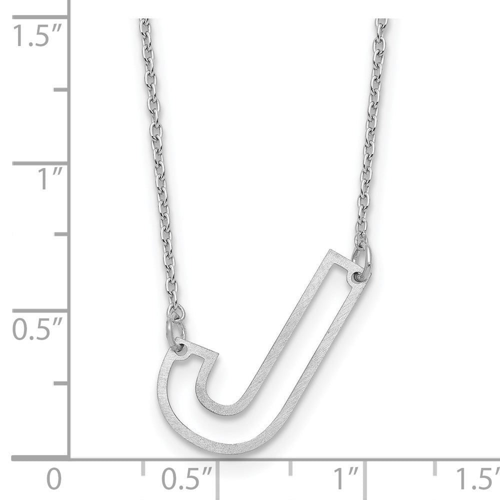 Sterling Silver Sideways Cut Out Initial J Necklace