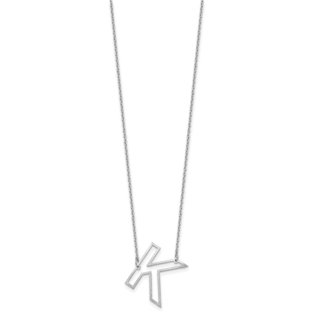Sterling Silver Sideways Cut Out Initial K Necklace