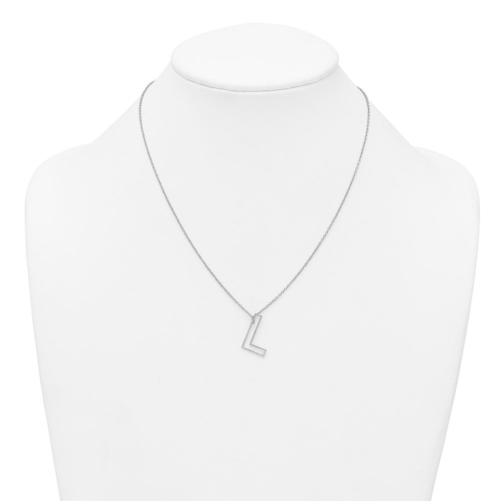 Sterling Silver Sideways Cut Out Initial L Necklace