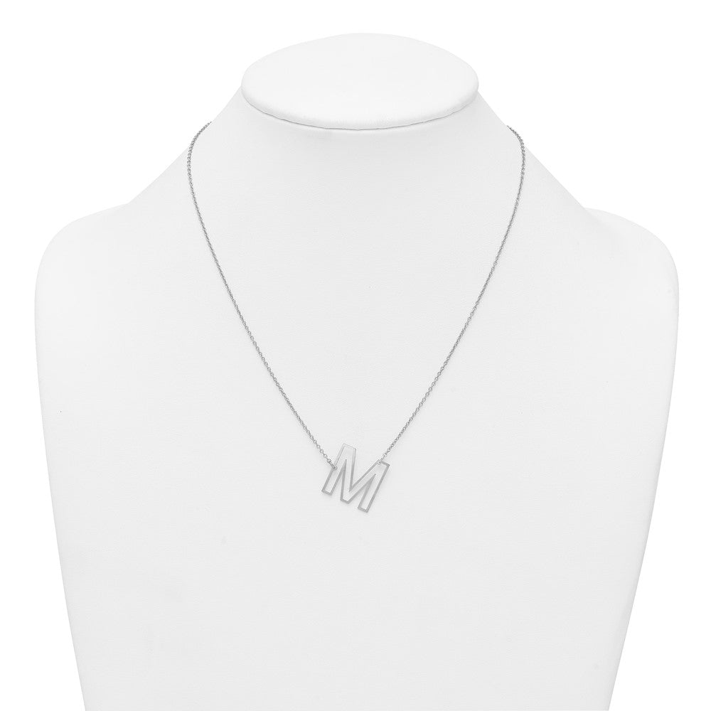 Sterling Silver Sideways Cut Out Initial M Necklace