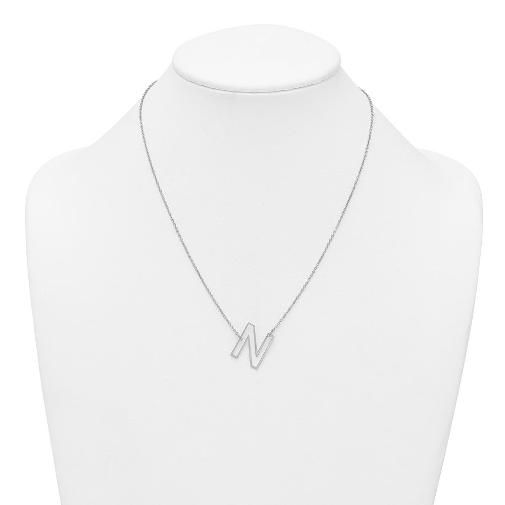 Sterling Silver Sideways Cut Out Initial N Necklace