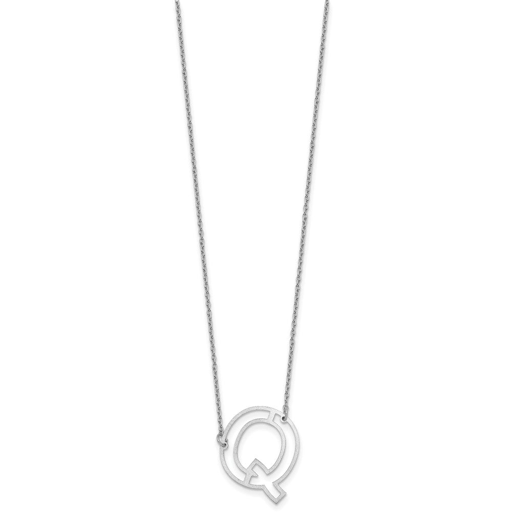 Sterling Silver Sideways Cut Out Initial Q Necklace