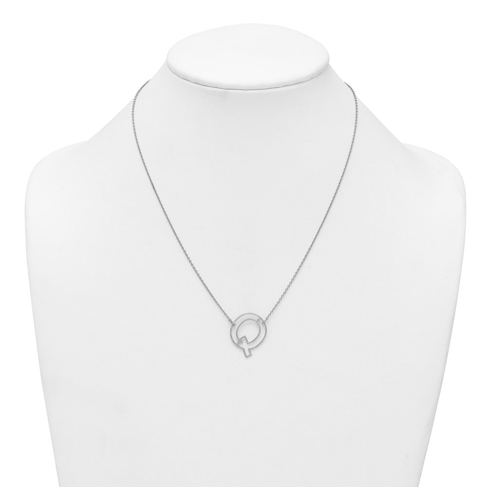 Sterling Silver Sideways Cut Out Initial Q Necklace