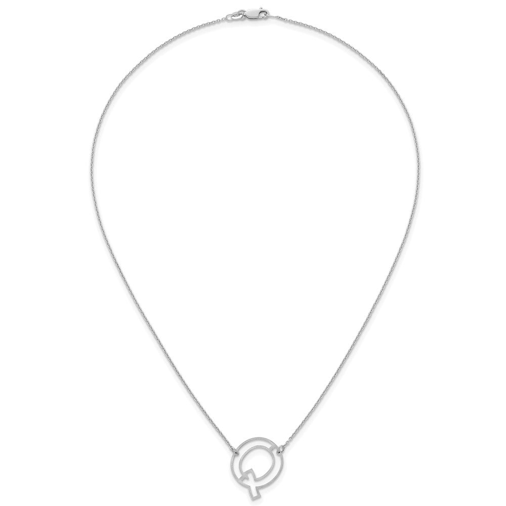 Sterling Silver Sideways Cut Out Initial Q Necklace