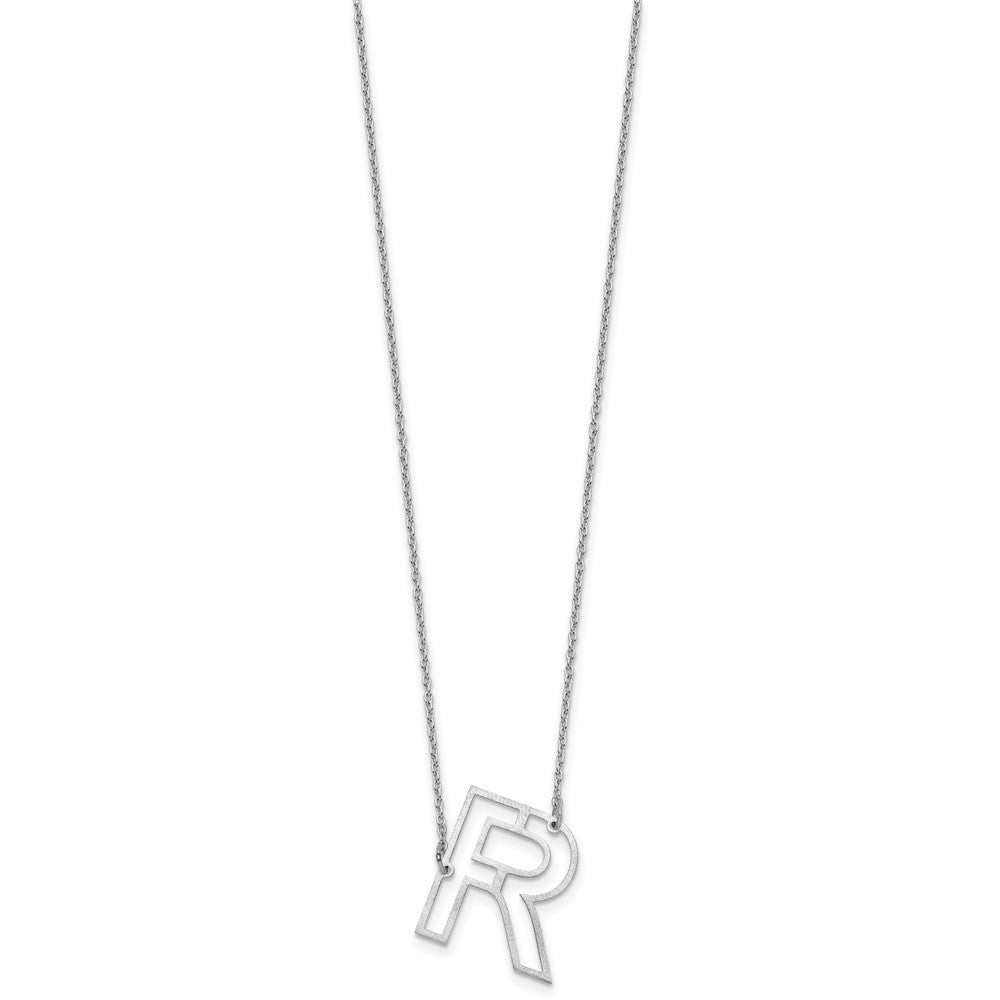 Sterling Silver Sideways Cut Out Initial R Necklace
