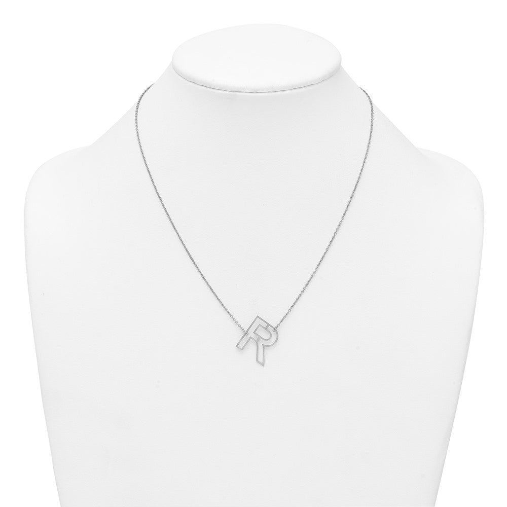 Sterling Silver Sideways Cut Out Initial R Necklace