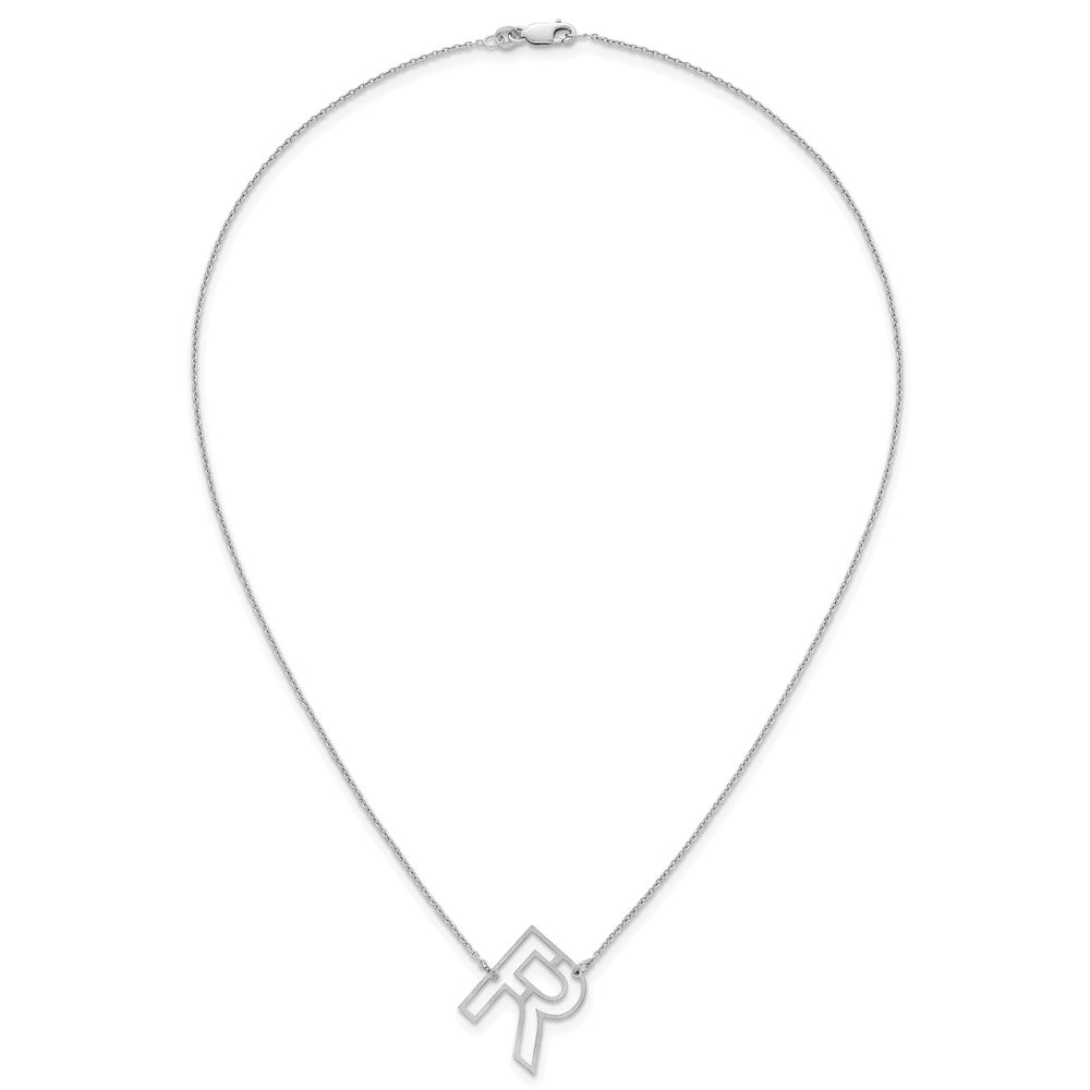 Sterling Silver Sideways Cut Out Initial R Necklace