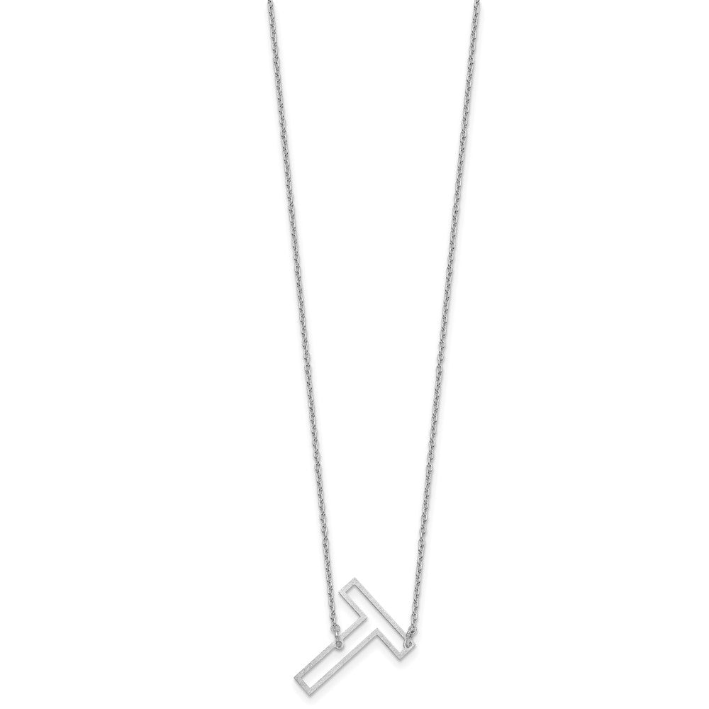 Sterling Silver Sideways Cut Out Initial T Necklace