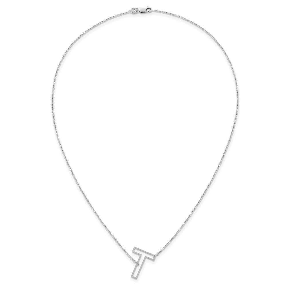 Sterling Silver Sideways Cut Out Initial T Necklace