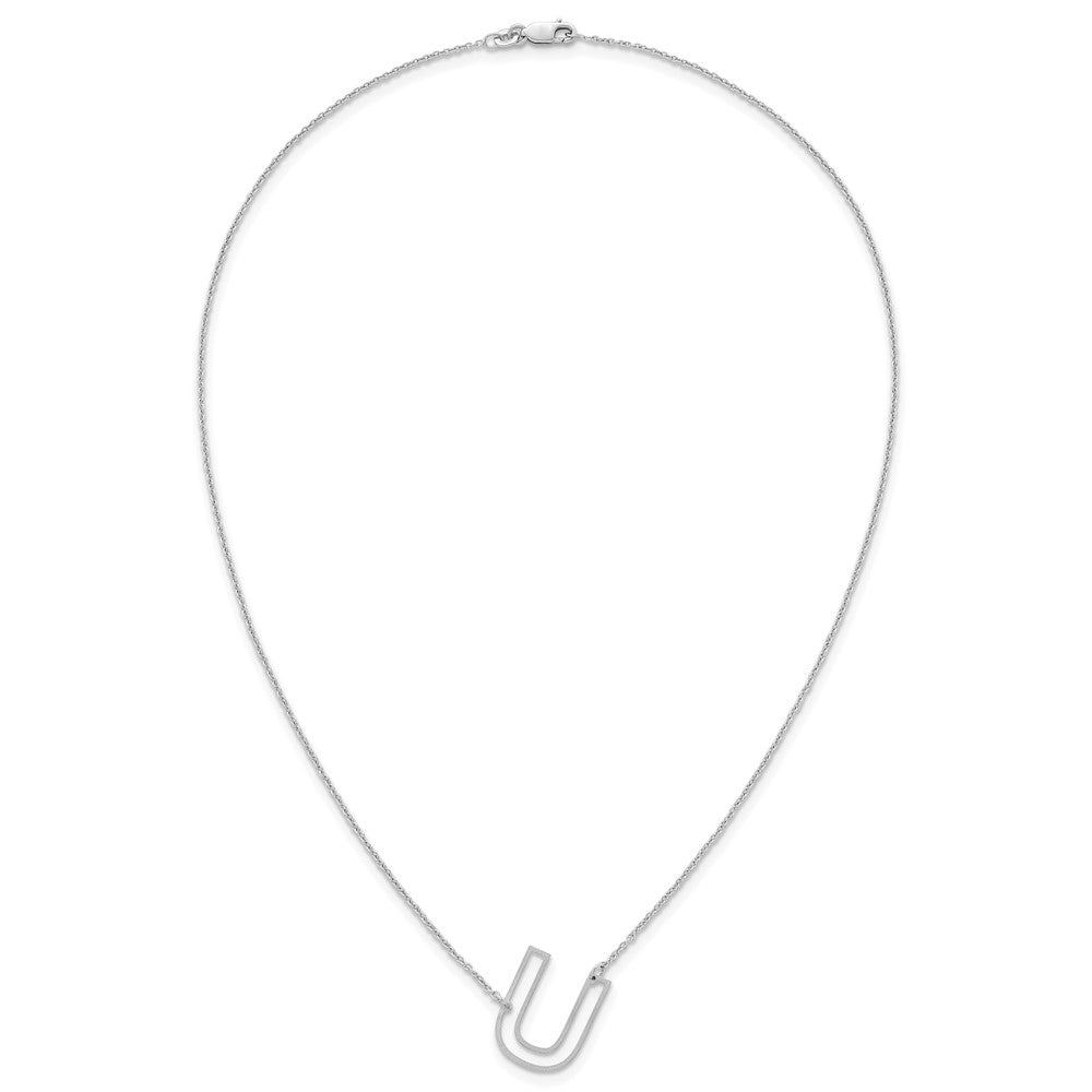 Sterling Silver Sideways Cut Out Initial U Necklace