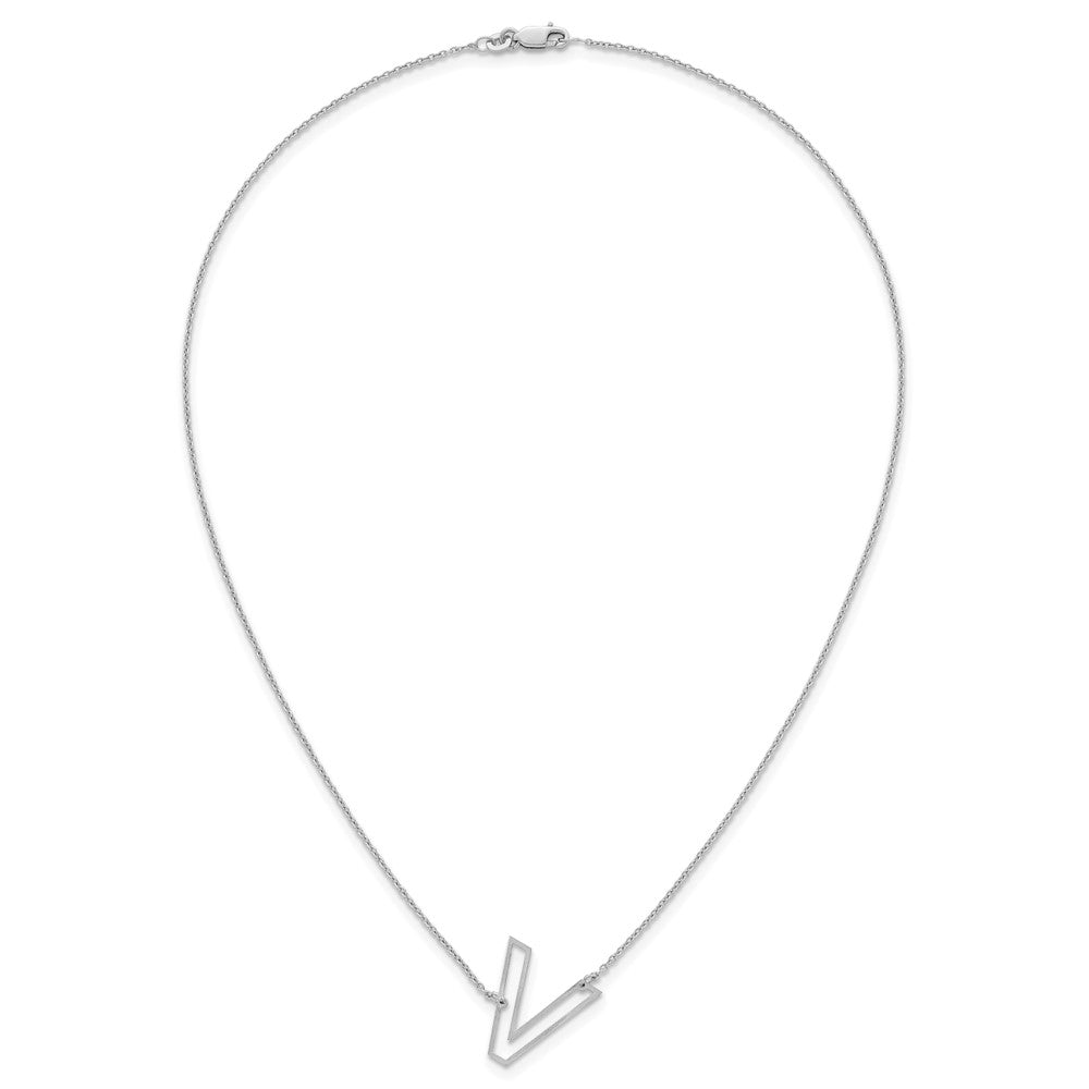 Sterling Silver Sideways Cut Out Initial V Necklace