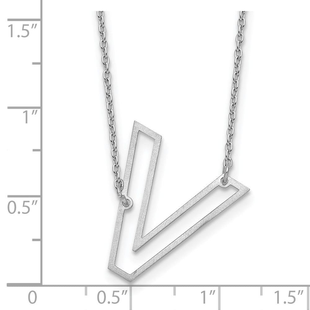 Sterling Silver Sideways Cut Out Initial V Necklace