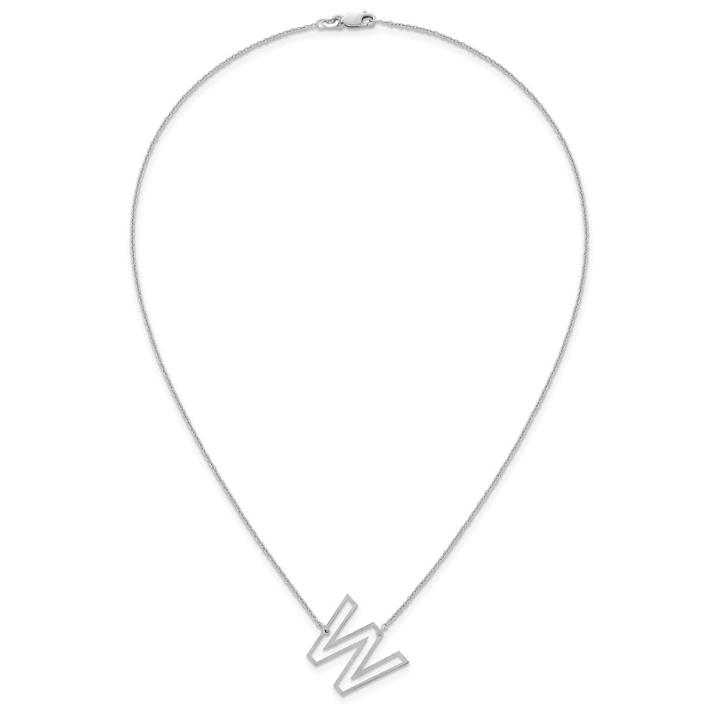 Sterling Silver Sideways Cut Out Initial W Necklace