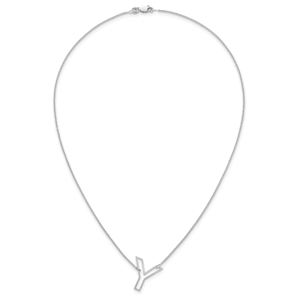 Sterling Silver Sideways Cut Out Initial Y Necklace