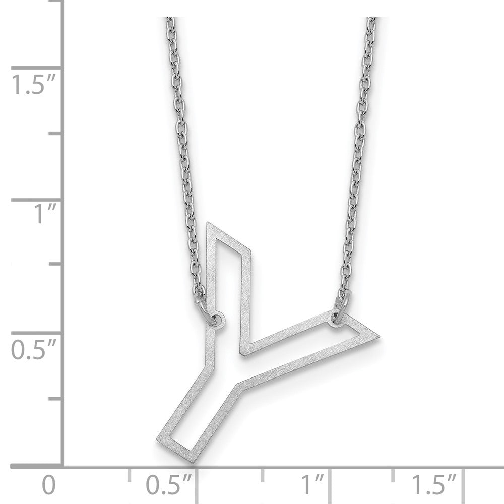 Sterling Silver Sideways Cut Out Initial Y Necklace