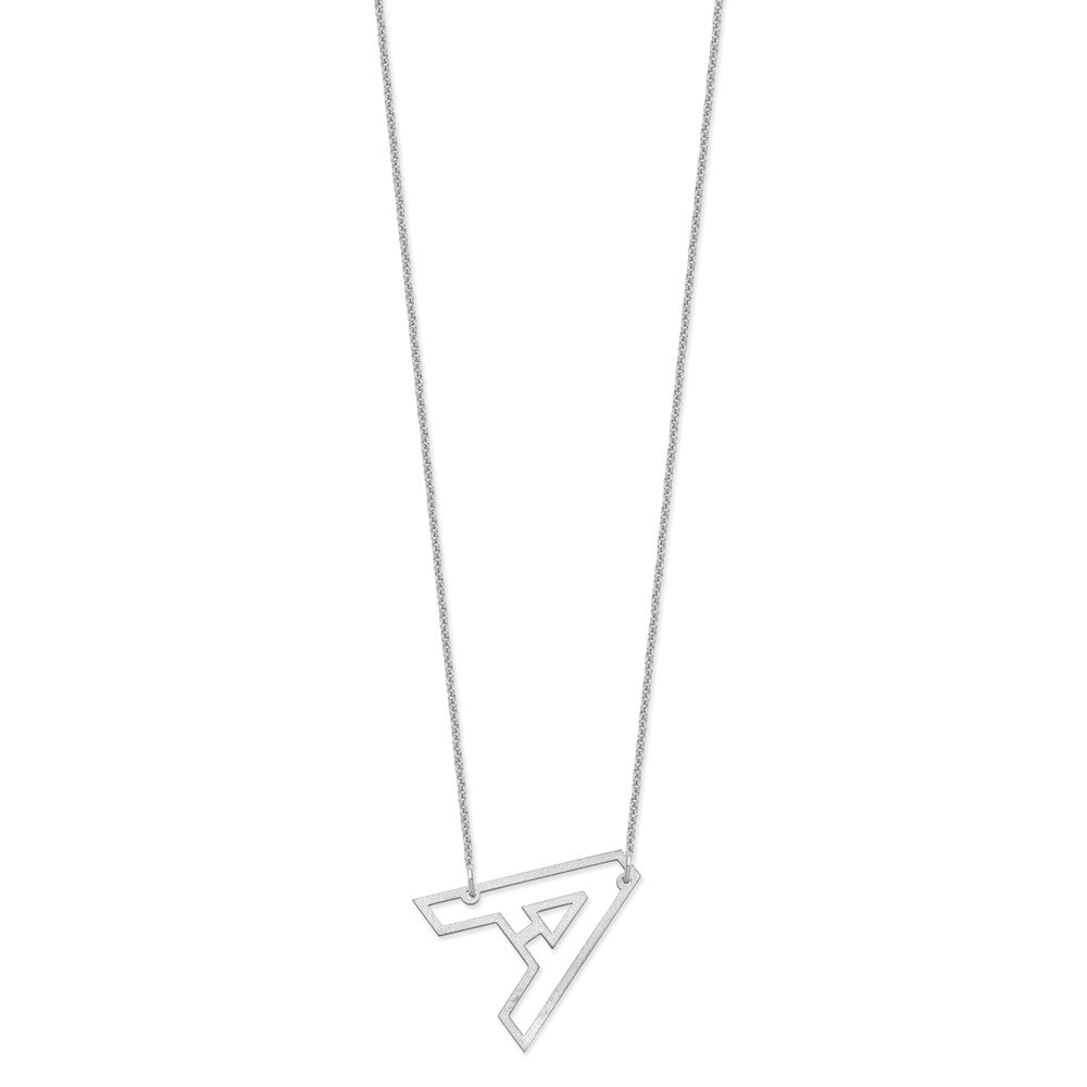 10k White Gold Sideways Cut-out Initial A Necklace