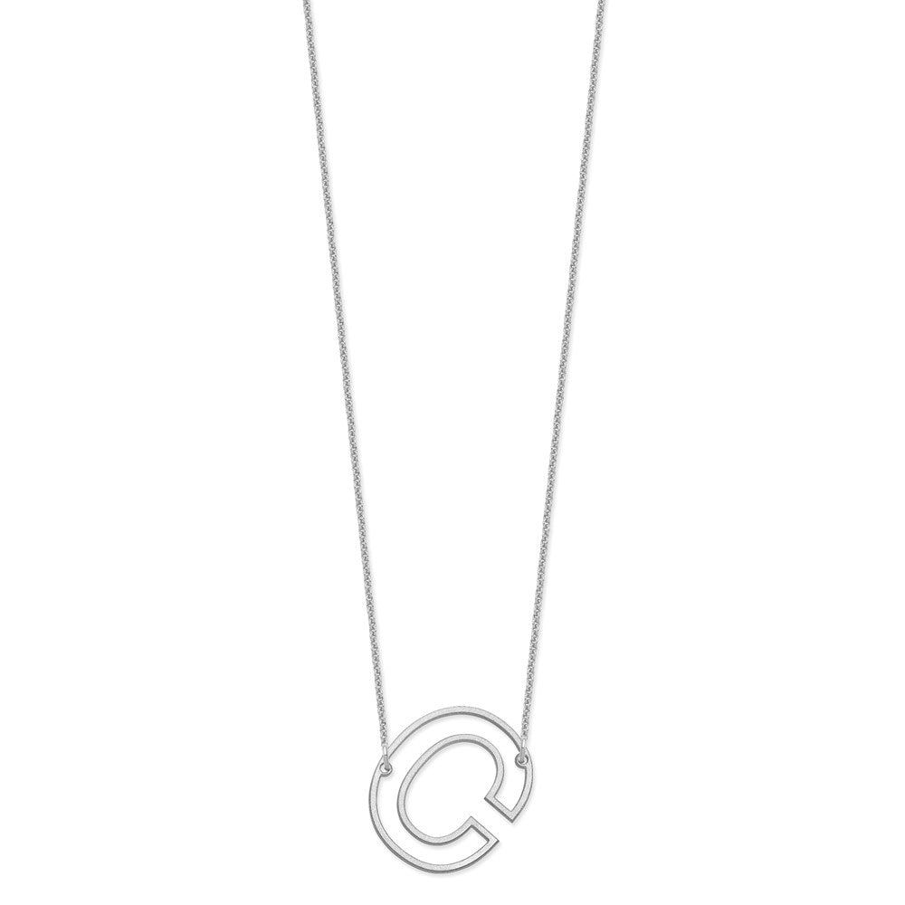 14k White Gold Sideways Cut Out Initial C Necklace