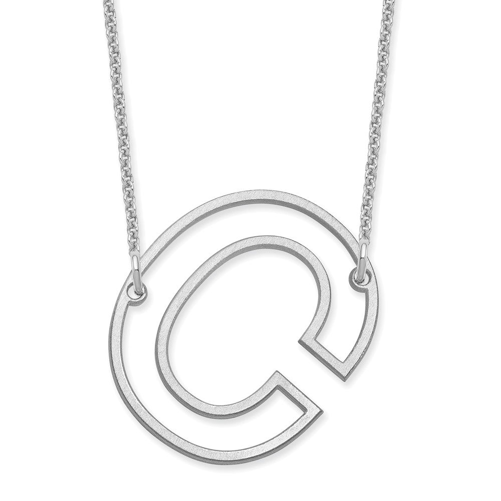 14k White Gold Sideways Cut Out Initial C Necklace