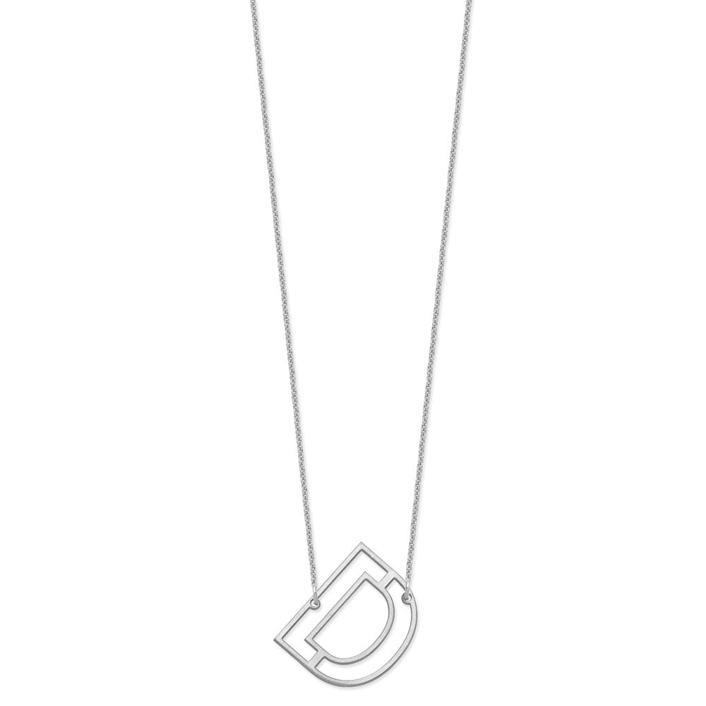 10k White Gold Sideways Cut Out Initial D Necklace