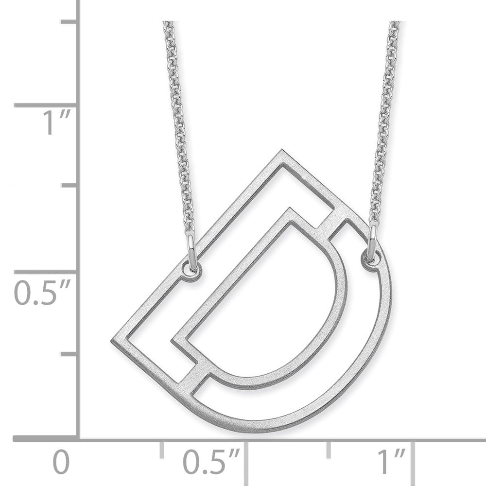 10k White Gold Sideways Cut Out Initial D Necklace