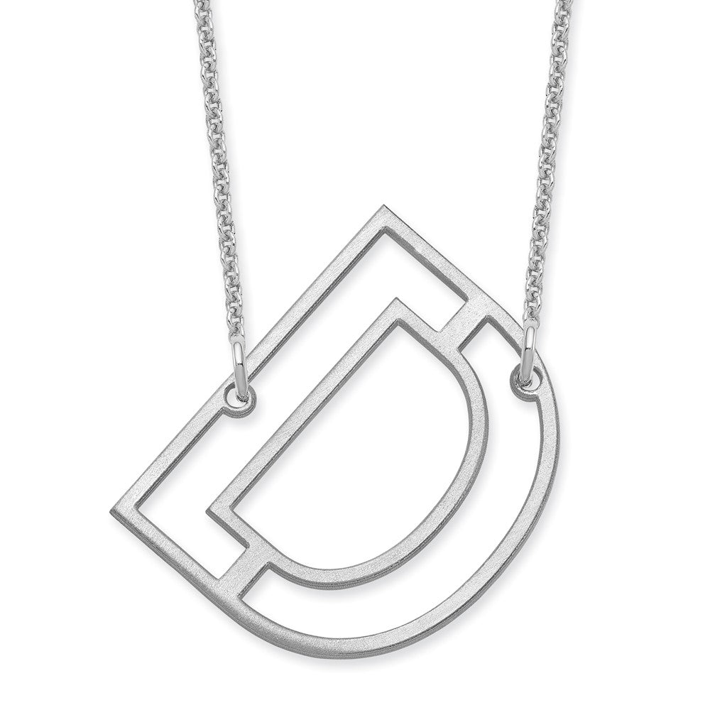 14k White Gold Sideways Cut Out Initial D Necklace