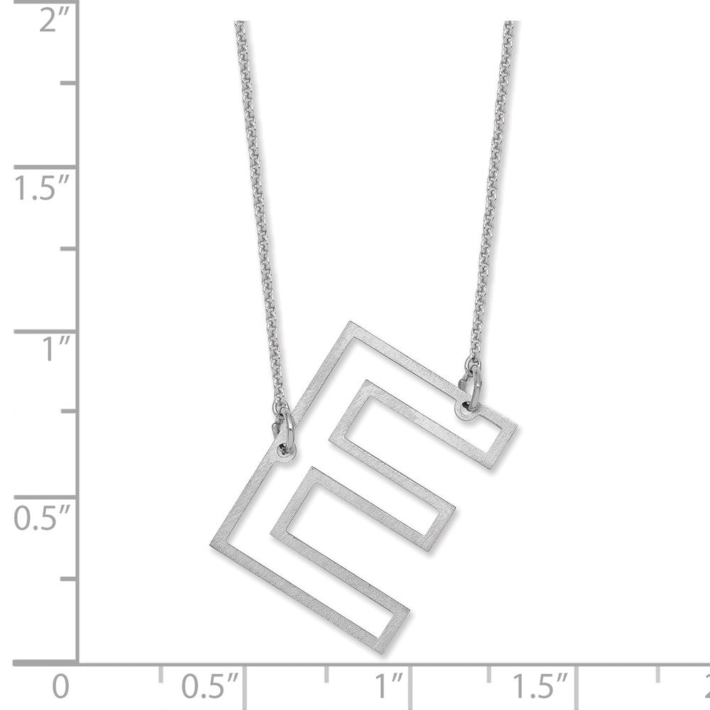 14k White Gold Sideways Cut Out Initial E Necklace