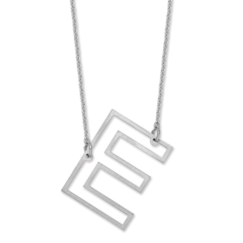 14k White Gold Sideways Cut Out Initial E Necklace