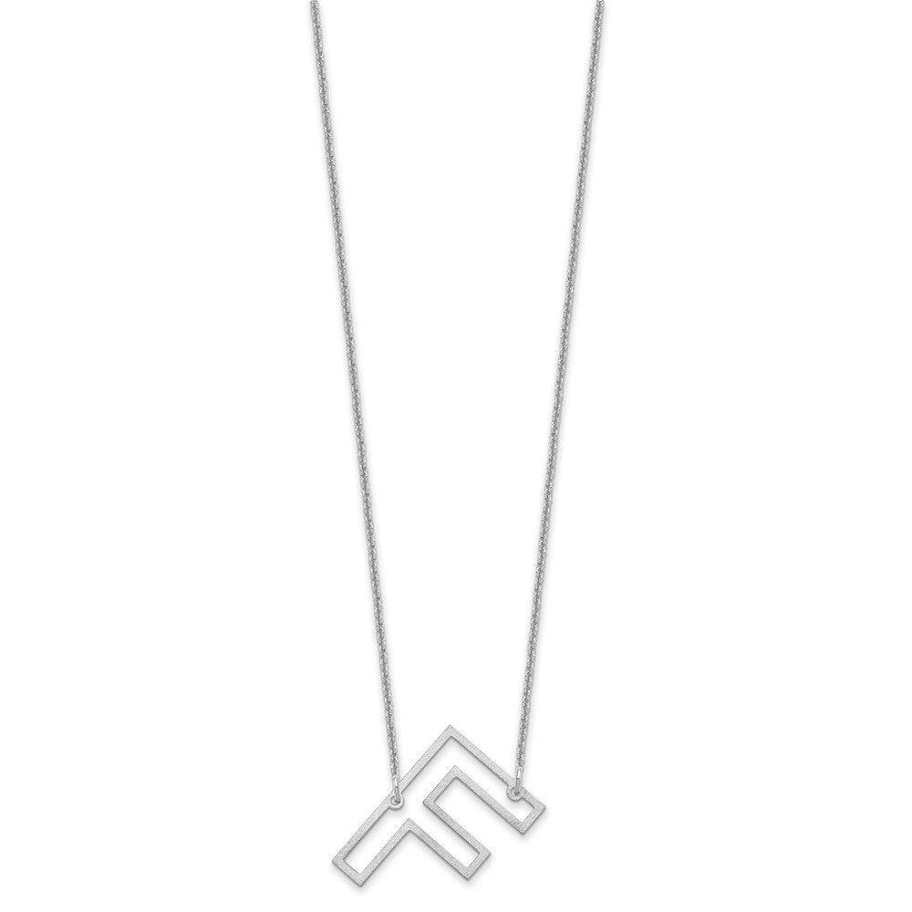 10k White Gold Sideways Cut Out Initial F Necklace