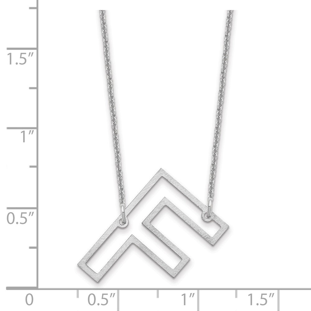 10k White Gold Sideways Cut Out Initial F Necklace