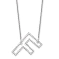 10k White Gold Sideways Cut Out Initial F Necklace
