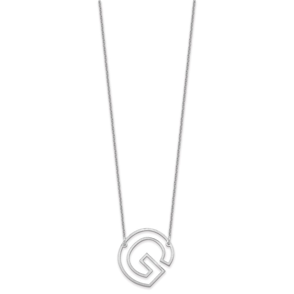 14k White Gold Sideways Cut Out Initial G Necklace