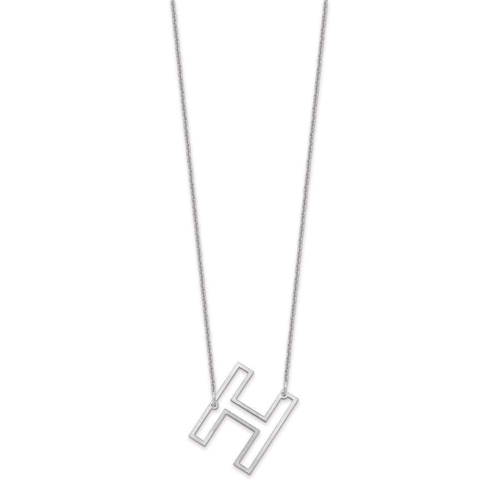 14k White Gold Sideways Cut Out Initial H Necklace