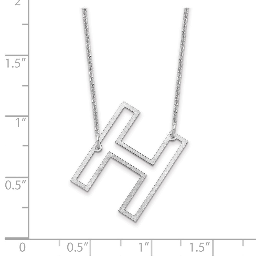 14k White Gold Sideways Cut Out Initial H Necklace