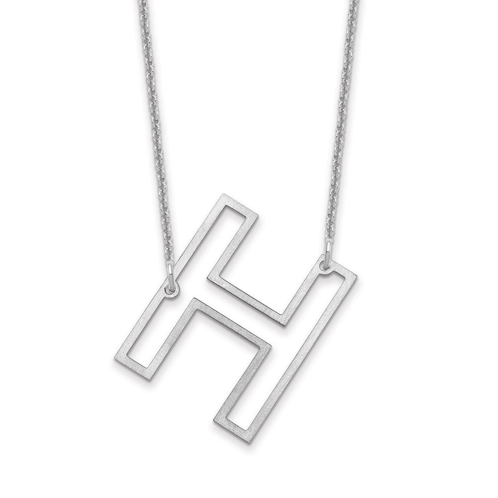 14k White Gold Sideways Cut Out Initial H Necklace