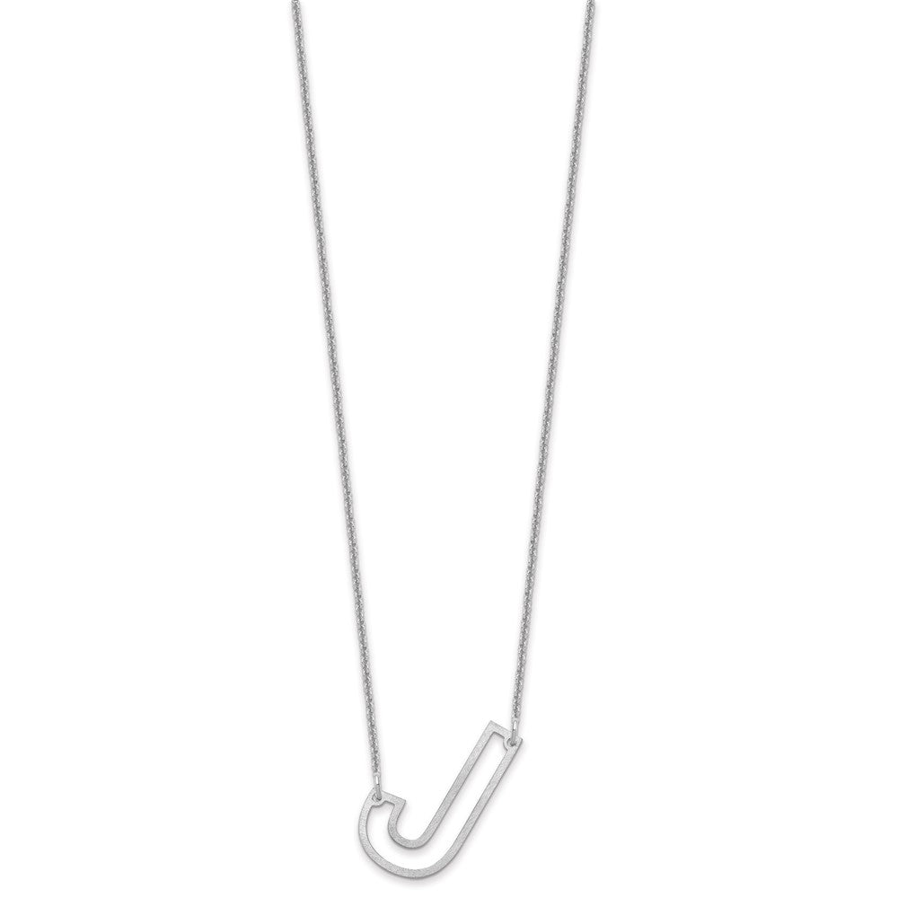 10k White Gold Sideways Cut Out Initial J Necklace