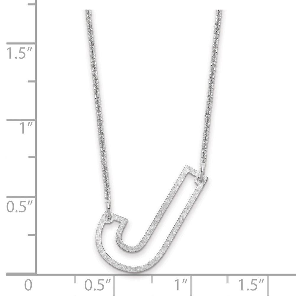 10k White Gold Sideways Cut Out Initial J Necklace
