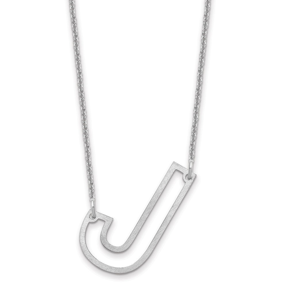10k White Gold Sideways Cut Out Initial J Necklace