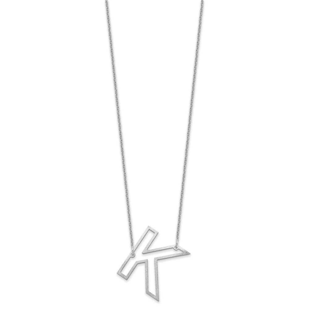 14k White Gold Sideways Cut Out Initial K Necklace