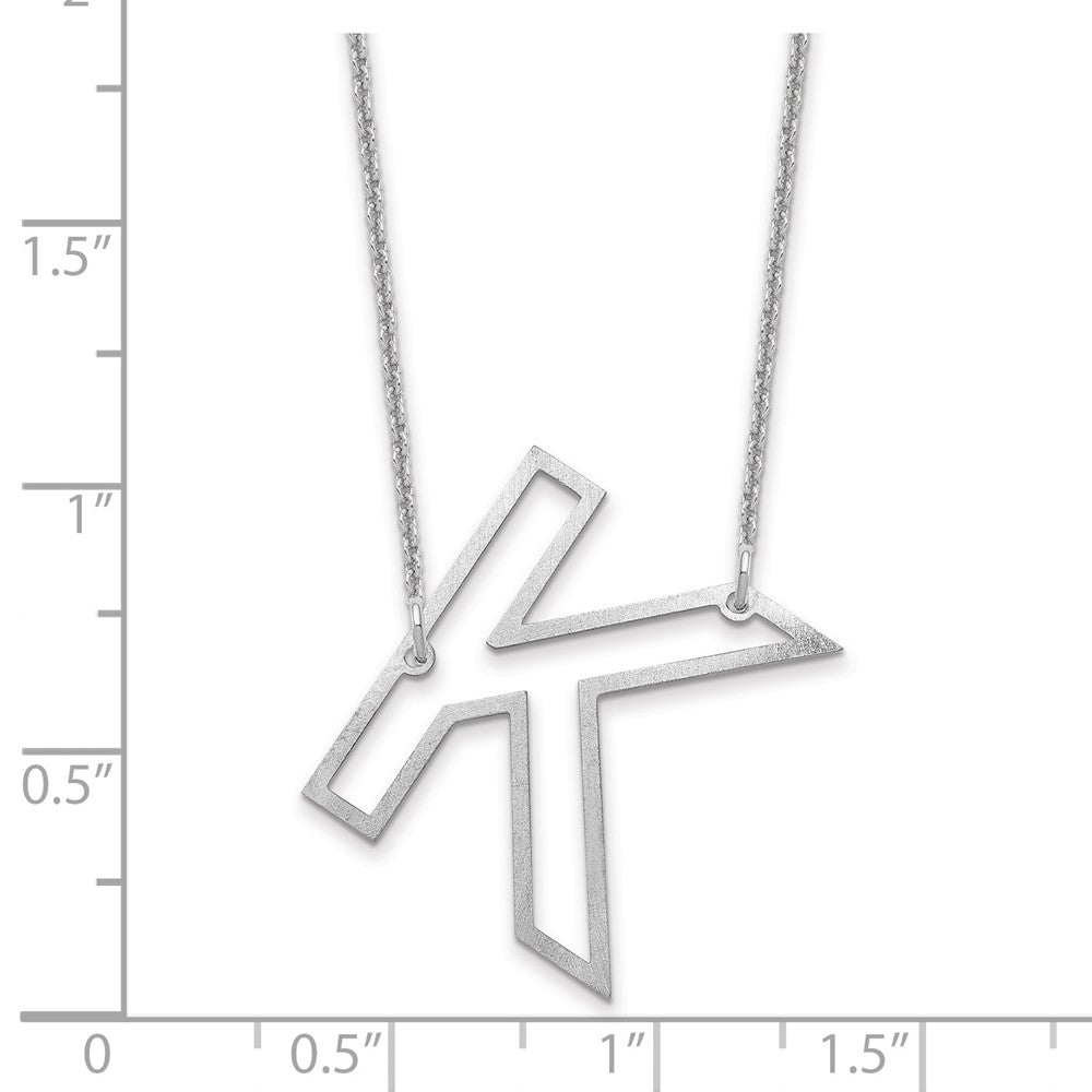10k White Gold Sideways Cut Out Initial K Necklace