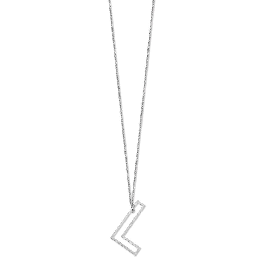 14k White Gold Sideways Cut Out Initial L Necklace