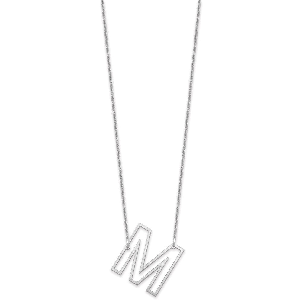 10k White Gold Sideways Cut Out Initial M Necklace