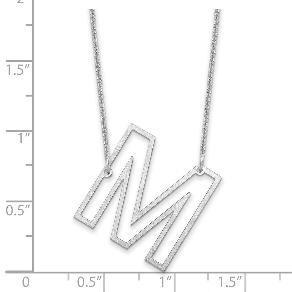 10k White Gold Sideways Cut Out Initial M Necklace