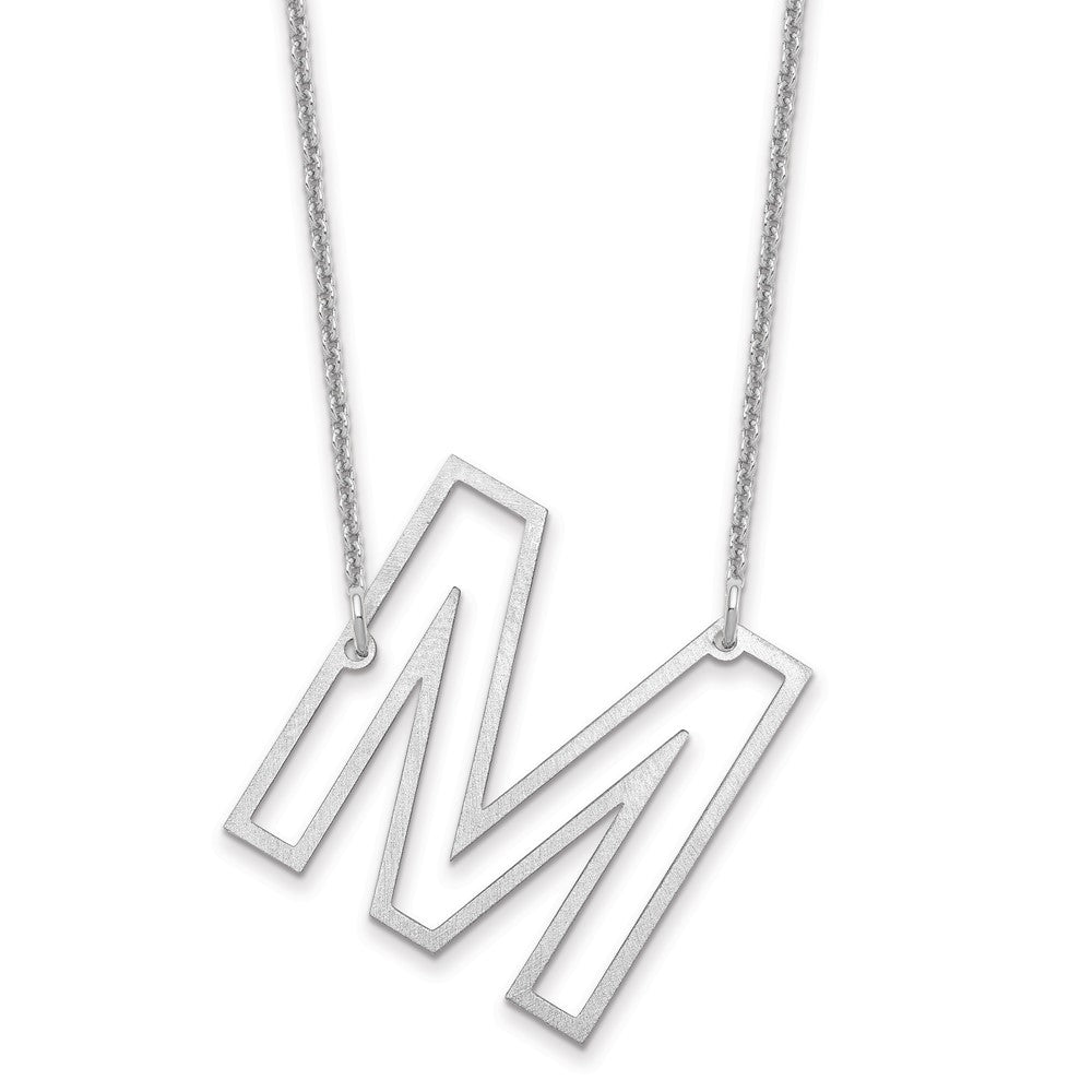 14k White Gold Sideways Cut Out Initial M Necklace