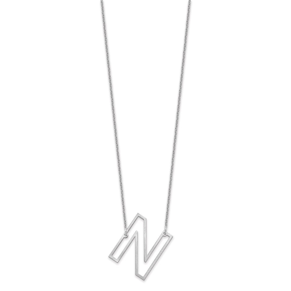 10k White Gold Sideways Cut Out Initial N Necklace