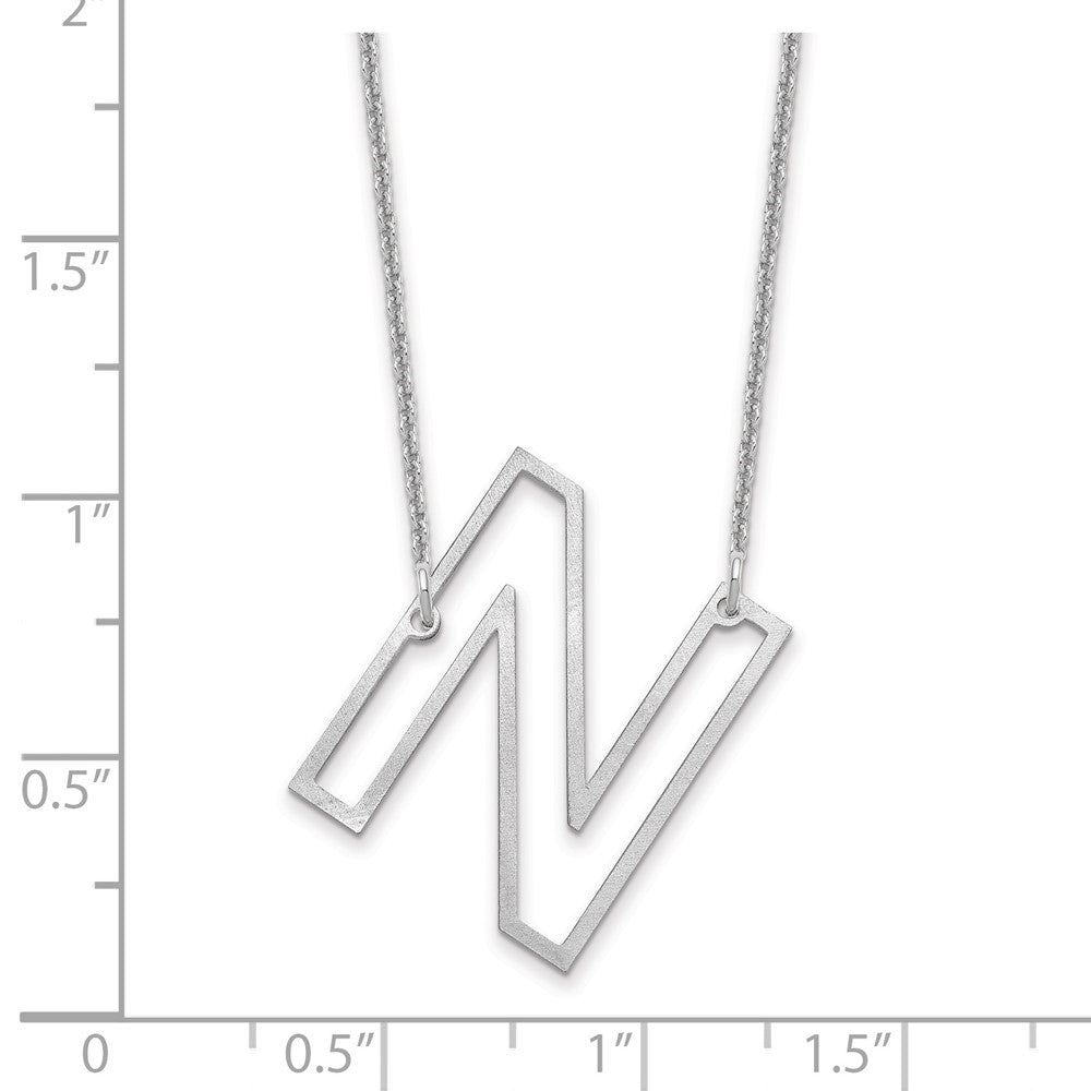 10k White Gold Sideways Cut Out Initial N Necklace