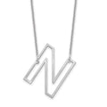 10k White Gold Sideways Cut Out Initial N Necklace