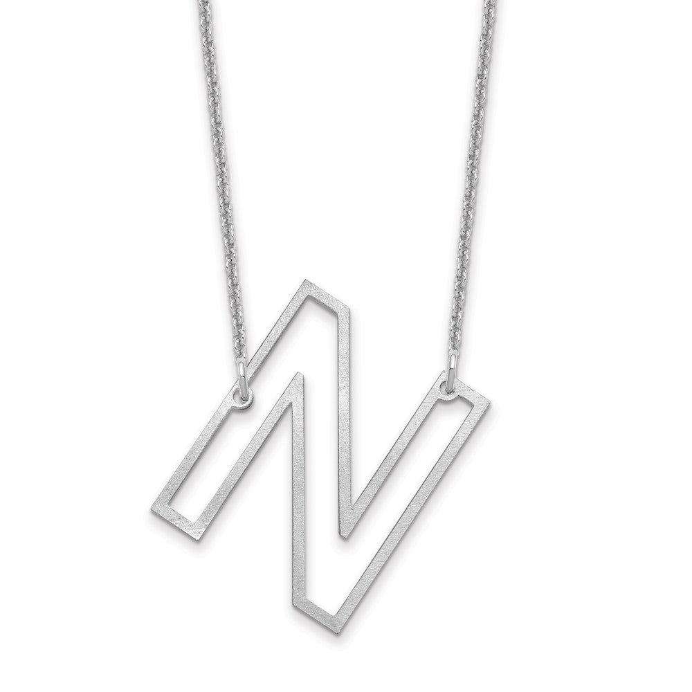 10k White Gold Sideways Cut Out Initial N Necklace