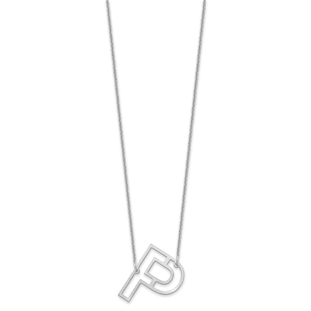 10k White Gold Sideways Cut Out Initial P Necklace
