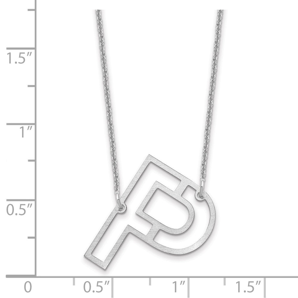 14k White Gold Sideways Cut Out Initial P Necklace